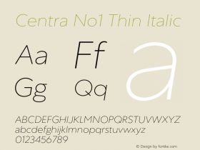 Centra No1 Thin Italic Version 1.000图片样张