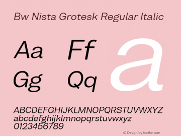 Bw Nista Grotesk Regular Italic Version 1.000;PS 001.000;hotconv 1.0.88;makeotf.lib2.5.64775图片样张