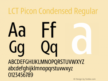 LCT Picon Condensed Regular Version 1.001;PS 1.1;hotconv 1.0.88;makeotf.lib2.5.647800图片样张