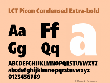 LCT Picon Condensed Extra-bold Version 1.001;PS 1.1;hotconv 1.0.88;makeotf.lib2.5.647800图片样张