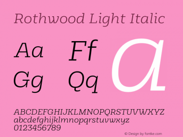 Rothwood Light Italic Version 1.000图片样张