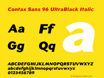 ContaxSans96-UltraBlackItalic OTF 1.000;PS 001.000;Core 1.0.34图片样张