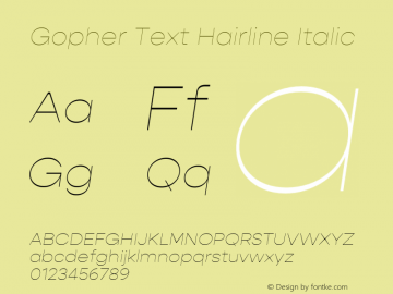 Gopher Text Hairline Italic Version 1.000;PS 001.000;hotconv 1.0.88;makeotf.lib2.5.64775图片样张