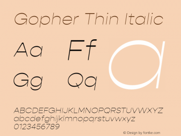 Gopher Thin Italic Version 1.000;PS 001.000;hotconv 1.0.88;makeotf.lib2.5.64775图片样张