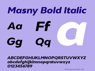 Masny-BoldItalic Version 1.000图片样张