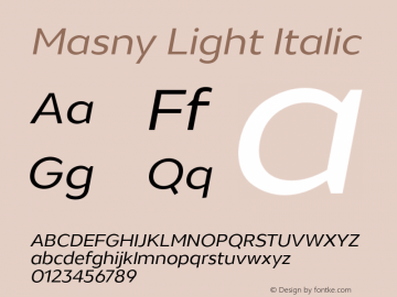 Masny-LightItalic Version 1.000图片样张