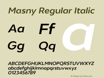 Masny-RegularItalic Version 1.000图片样张