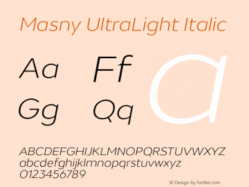 Masny-UltraLightItalic Version 1.000图片样张