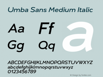 UmbaSans-MediumItalic Version 2.010 | wf-rip DC20180915图片样张