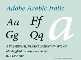 AdobeArabic-Italic Version 1.017图片样张