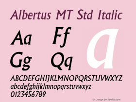 AlbertusMTStd-Italic Version 2.020;PS 002.000;hotconv 1.0.50;makeotf.lib2.0.16970图片样张