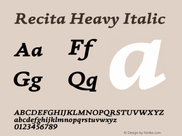 Recita-HeavyItalic Version 1.000;PS 001.000;hotconv 1.0.88;makeotf.lib2.5.64775图片样张