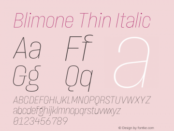 Blimone-ThinItalic Version 1.000 | wf-rip DC20190615图片样张