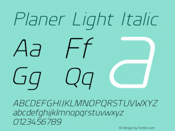 Planer-LightItalic Version 1.002图片样张