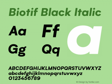 Biotif-BlackItalic Version 1.000 | wf-rip DC20170215图片样张