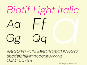 Biotif-LightItalic Version 1.000 | wf-rip DC20170215图片样张