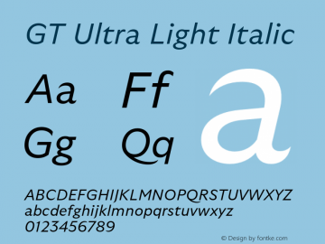 GT Ultra Light Italic Version 1.000;FEAKit 1.0图片样张