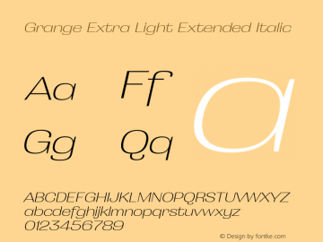Grange-ExtraLightExtIt Version 3.000;hotconv 1.0.109;makeotfexe 2.5.65596图片样张