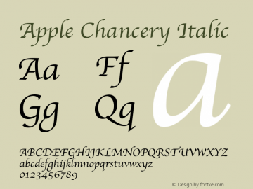 Apple Chancery Italic Version 1.0 Font Sample