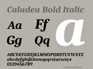 Caladea Bold Italic Version 1.001;hotconv 1.0.109;makeotfexe 2.5.65596图片样张