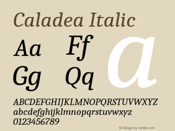Caladea Italic Version 1.001图片样张