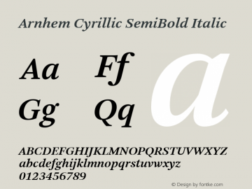 Arnhem Cyrillic SemiBold Italic Version 1.001 | web-TT图片样张