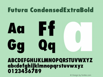 Futura CondensedExtraBold Version 001.000 Font Sample