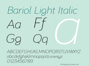 Bariol-LightItalic Version 001.001图片样张