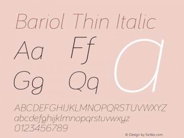 Bariol-ThinItalic Version 001.001图片样张