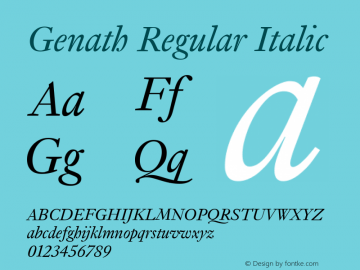 Genath Italic Version 4.001 | web-TT图片样张