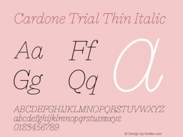 Cardone Trial Thin Italic Version 1.201;FEAKit 1.0图片样张
