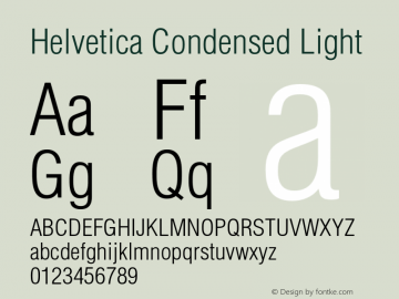 Helvetica Condensed Light 001.000 Font Sample