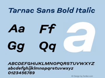 Tarnac Sans Bold Italic Version 1.101;hotconv 1.0.114;makeotfexe 2.5.65599图片样张