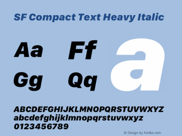 SF Compact Text Heavy Italic Version 17.0d11e1图片样张