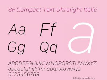 SF Compact Text Ultralight Italic Version 17.0d11e1图片样张