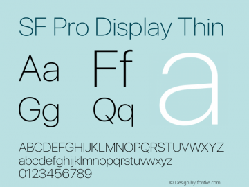 SF Pro Display Thin Version 17.0d11e1图片样张