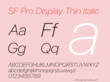 SF Pro Display Thin Italic Version 17.0d11e1图片样张