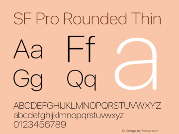 SF Pro Rounded Thin Version 17.0d11e1图片样张