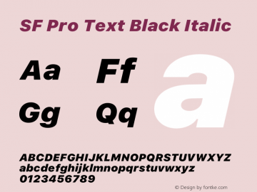 SF Pro Text Black Italic Version 17.0d11e1图片样张