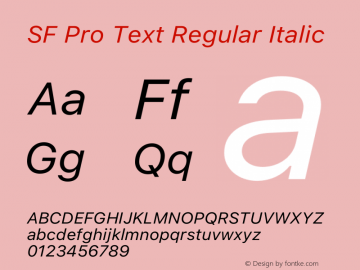 SF Pro Text Regular Italic Version 17.0d11e1图片样张