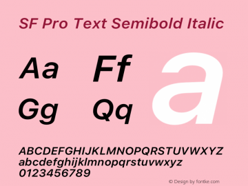 SF Pro Text Semibold Italic Version 17.0d11e1图片样张
