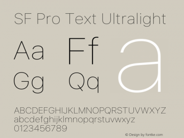 SF Pro Text Ultralight Version 17.0d11e1图片样张