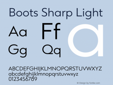 Boots Sharp Light Version 1.000;PS 001.000;hotconv 1.0.88;makeotf.lib2.5.64775图片样张