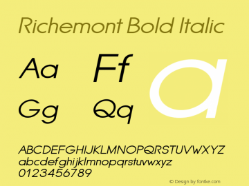 Richemont Bold Italic Version 1.00 2015图片样张