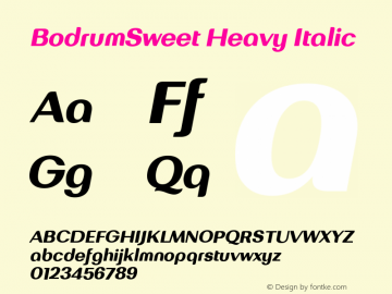 BodrumSweet Heavy Italic Version 1.000图片样张