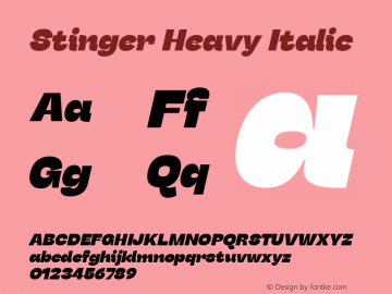 Stinger Heavy Italic Version 1.006;hotconv 1.0.109;makeotfexe 2.5.65596图片样张