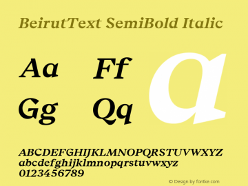 BeirutText SemiBold Italic Version 6.000图片样张