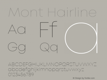 Mont Hairline Version 1.003; ttfautohint (v1.8)图片样张