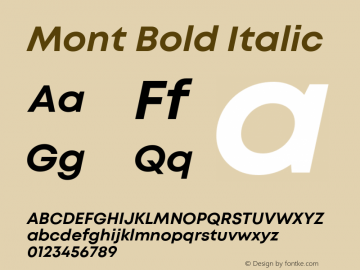 Mont Bold Italic Version 1.003; ttfautohint (v1.8)图片样张