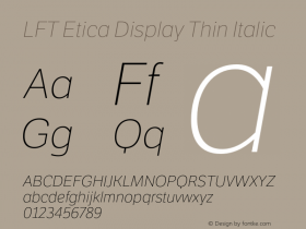 LFTEticaDisplayTh-Italic Version 1.001图片样张